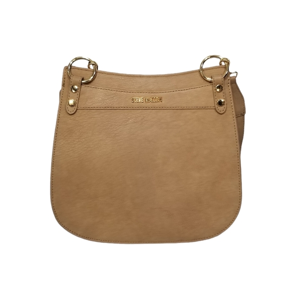 Steve Madden BSwiss Womens Saddle Bag in Tan with Embroidered Guitar Strap - Picture 10 of 12